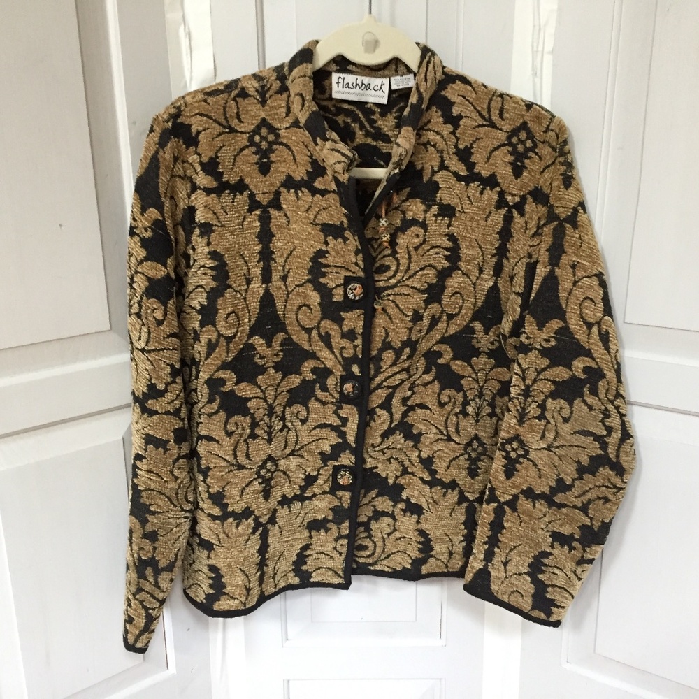 Flashback Women's Black and Gold Jacket